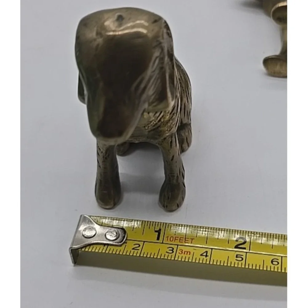 Vtg Brass Figurine Collectible Animal Heavy‎ Paperweight Dogs
